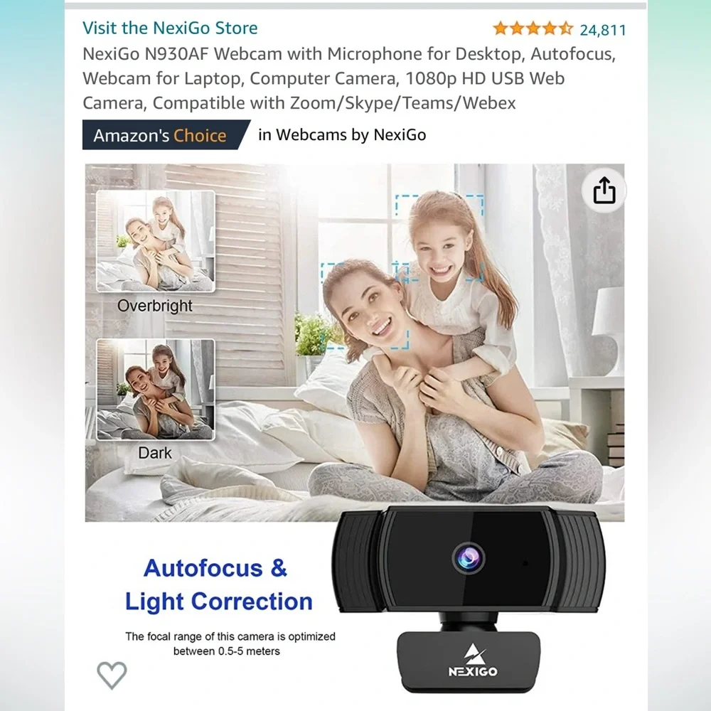 NexiGo N930AF Webcam with Microphone for Desktop